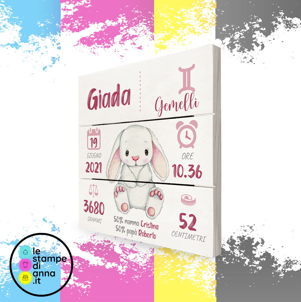 QUADRETTO NASCITA "CONIGLIETTO" BAMBINA